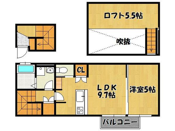 ブロンテ明石Ⅱ 202｜兵庫県明石市大蔵本町(賃貸アパート1LDK・2階・36.43㎡)の写真 その2