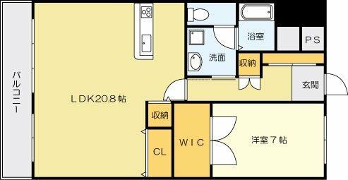 シャトレ大手町Ｓ棟 802｜福岡県北九州市小倉北区大手町(賃貸マンション1LDK・8階・65.72㎡)の写真 その2