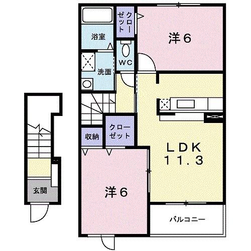 兵庫県姫路市西今宿８丁目(賃貸アパート2LDK・2階・56.26㎡)の写真 その2