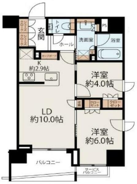 プラウド銀座一丁目｜東京都中央区銀座１丁目(賃貸マンション2LDK・6階・53.63㎡)の写真 その2