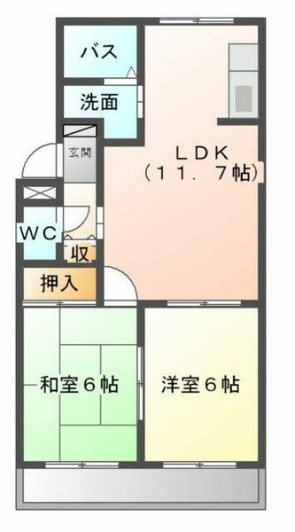 ユープラスパダイトク 203｜愛知県一宮市北今字葭山(賃貸アパート2LDK・2階・49.50㎡)の写真 その2