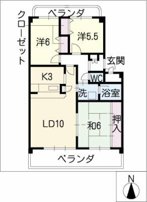 クレスト壱番館｜愛知県名古屋市名東区高間町(賃貸マンション3LDK・3階・71.55㎡)の写真 その2