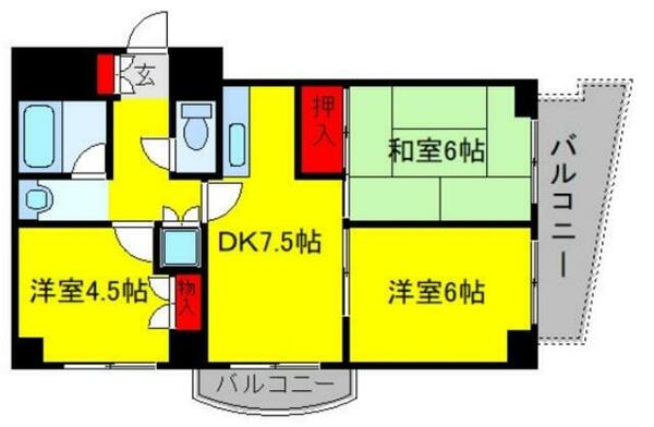 ハイムセロー｜千葉県千葉市中央区弁天１丁目(賃貸マンション3DK・4階・51.55㎡)の写真 その2