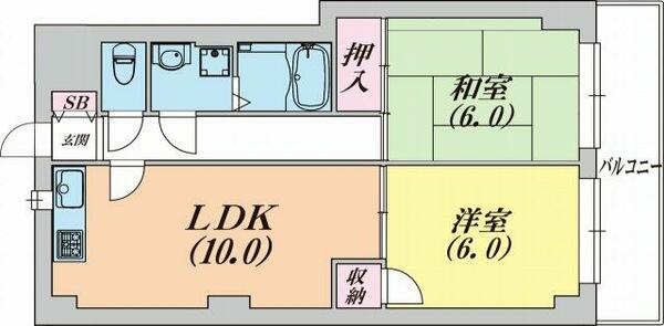 兵庫県神戸市北区鈴蘭台北町３丁目(賃貸マンション2LDK・2階・54.00㎡)の写真 その2