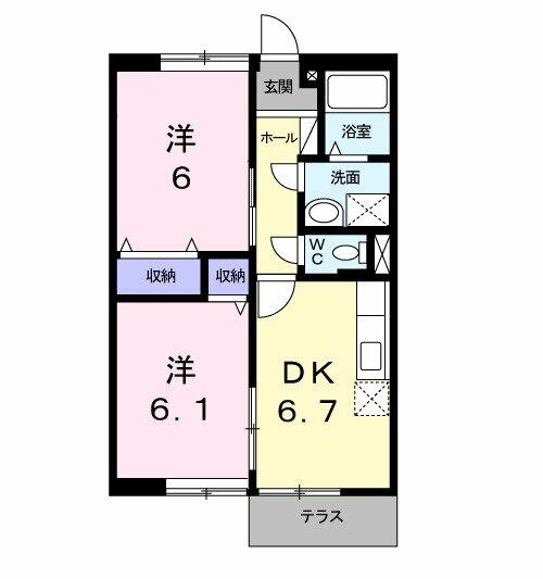コーポ樹 102｜香川県高松市高松町(賃貸アパート2DK・1階・46.13㎡)の写真 その2