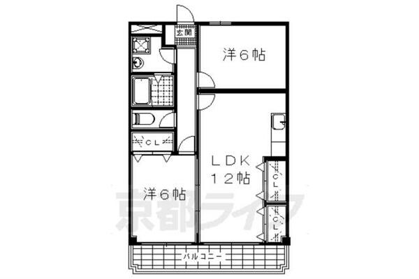 オークアイランド 202｜京都府京都市伏見区下鳥羽南円面田町(賃貸マンション2LDK・2階・55.39㎡)の写真 その2