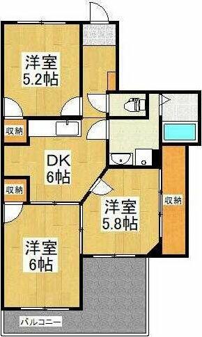 大竹ビル 501｜東京都調布市菊野台１丁目(賃貸マンション3DK・5階・51.66㎡)の写真 その2