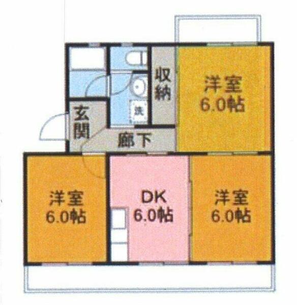 コーポラス大室 201｜静岡県富士宮市小泉(賃貸マンション3DK・2階・55.68㎡)の写真 その2