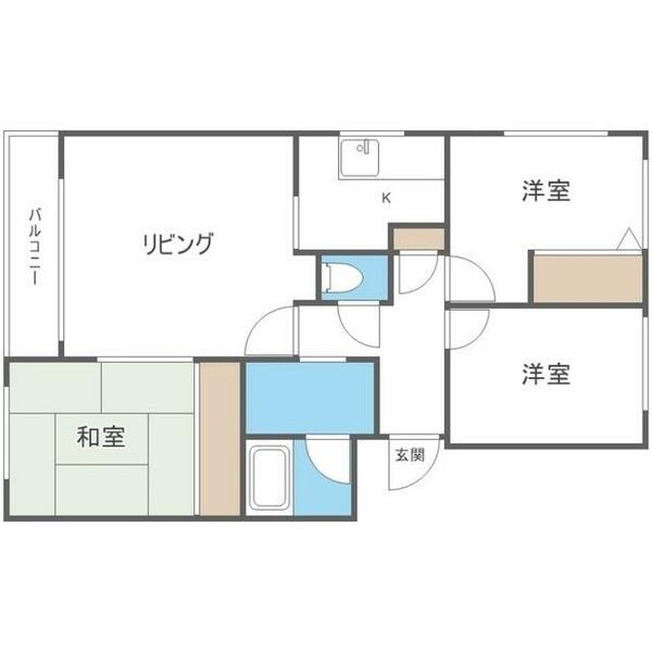 北海道札幌市中央区南十八条西１４丁目(賃貸マンション3LDK・3階・67.01㎡)の写真 その2