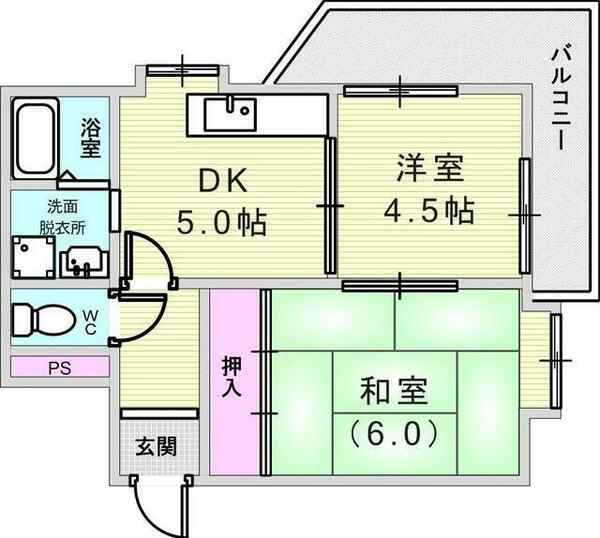 信和マンション｜兵庫県神戸市東灘区北青木４丁目(賃貸マンション2DK・4階・36.00㎡)の写真 その2