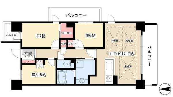 エスティメゾン萱場 603｜愛知県名古屋市千種区萱場２丁目(賃貸マンション3LDK・6階・81.60㎡)の写真 その2