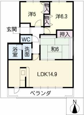 アネックスⅢ｜岐阜県瑞穂市只越(賃貸マンション3LDK・4階・70.00㎡)の写真 その2