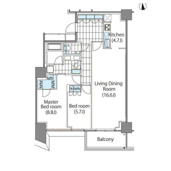 コンフォリア新宿イーストサイドタワー 1614｜東京都新宿区新宿６丁目(賃貸マンション2LDK・16階・84.75㎡)の写真 その2