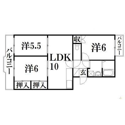 静岡県浜松市中央区神田町(賃貸マンション3LDK・4階・60.12㎡)の写真 その2