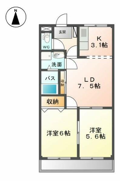 コーポあすかⅠ｜岐阜県羽島郡岐南町徳田６丁目(賃貸アパート2LDK・1階・49.50㎡)の写真 その2