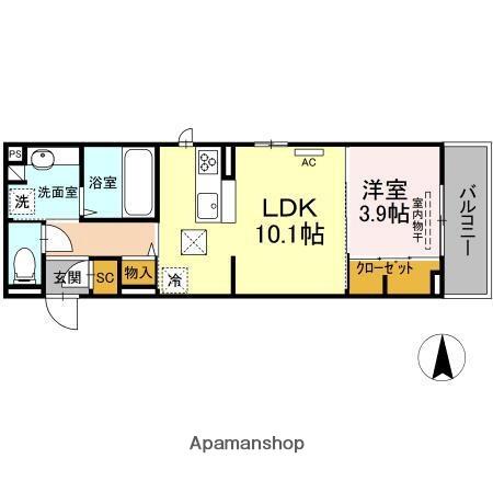 愛媛県松山市小坂３丁目(賃貸アパート1LDK・1階・38.60㎡)の写真 その2