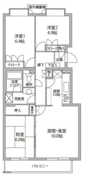 アプリコットハウス｜千葉県松戸市松戸(賃貸マンション3LDK・2階・69.59㎡)の写真 その2