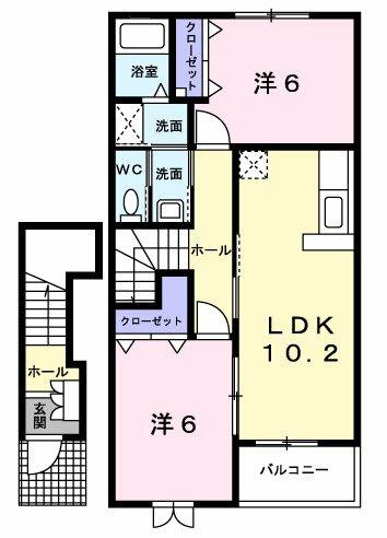 ボニート・フロル・Ｃ｜和歌山県橋本市原田(賃貸アパート2LDK・2階・57.02㎡)の写真 その2