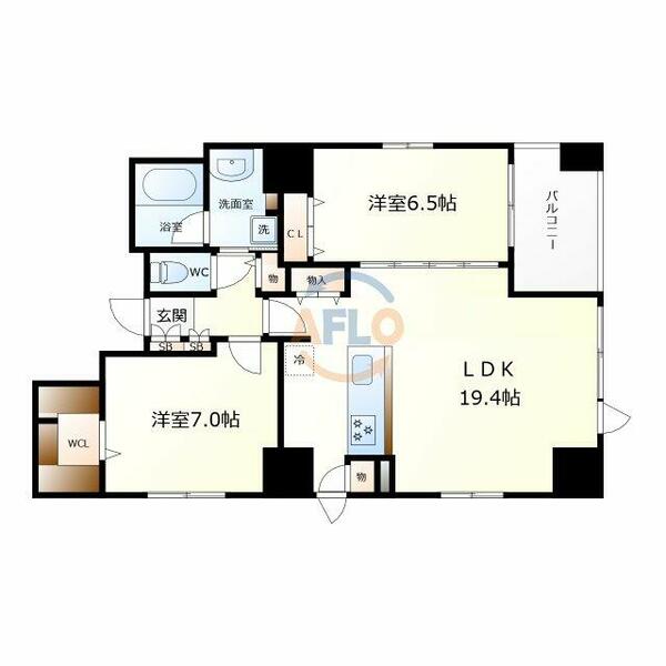 シークレフ北浜｜大阪府大阪市中央区淡路町１丁目(賃貸マンション1SLDK・4階・76.06㎡)の写真 その2