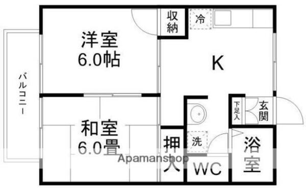 あけぼのグリーンハイツ 201｜宮城県仙台市青葉区あけぼの町(賃貸アパート2K・2階・40.20㎡)の写真 その2