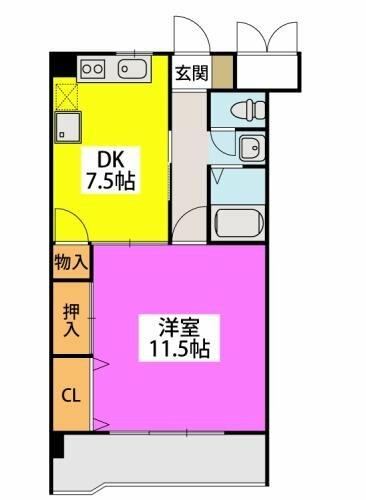 リバーサイド東櫛原 207｜福岡県久留米市東櫛原町(賃貸マンション1DK・2階・44.79㎡)の写真 その2