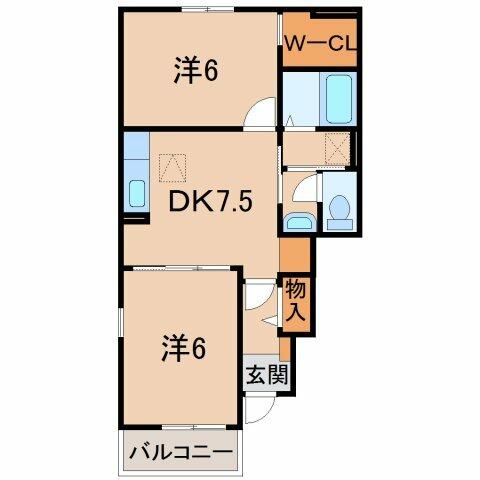 シャイニング　ルーチェ｜和歌山県和歌山市中之島(賃貸アパート2DK・1階・46.06㎡)の写真 その2