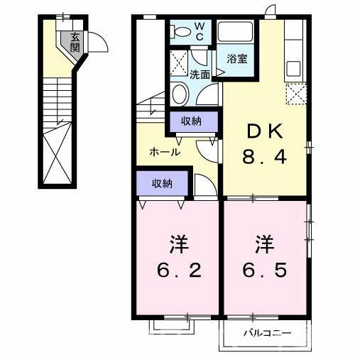 Ｋ’ｚ 201｜香川県高松市木太町(賃貸アパート2DK・2階・54.66㎡)の写真 その2