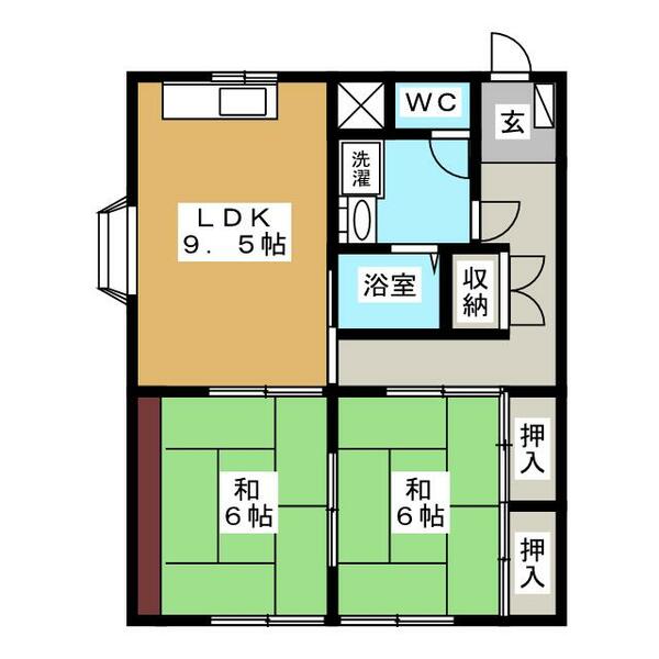 桑原ＮＥＷハイツ 103｜長野県長野市青木島町大塚(賃貸マンション2LDK・1階・56.89㎡)の写真 その2