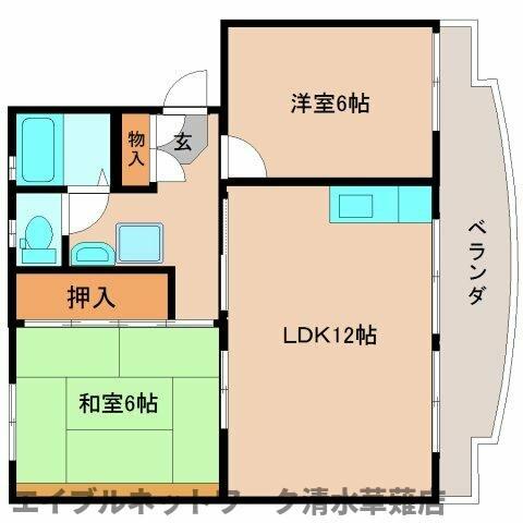 静岡県静岡市清水区楠(賃貸マンション2LDK・1階・50.00㎡)の写真 その2