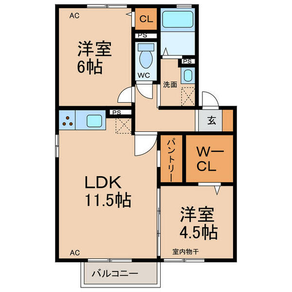 フォレストコートⅡ（小牧） 203｜愛知県小牧市大字岩崎(賃貸アパート2LDK・2階・53.72㎡)の写真 その2