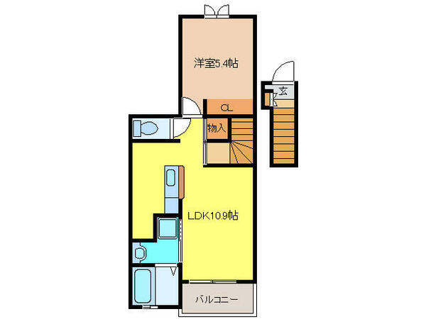 愛知県江南市高屋町御日塚(賃貸アパート1LDK・2階・41.29㎡)の写真 その2