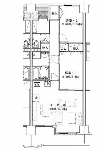 セントラルパレス 703｜富山県富山市五番町(賃貸マンション2LDK・7階・62.52㎡)の写真 その2