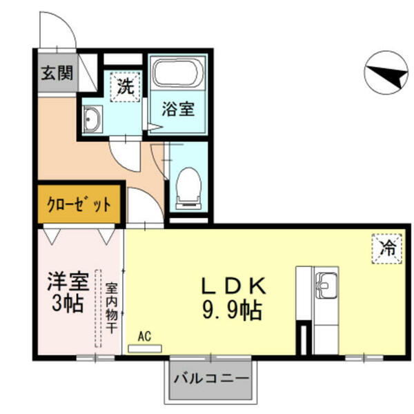 ラ・ランド浜谷　Ａ 202｜新潟県新潟市東区浜谷町１丁目(賃貸アパート1LDK・2階・34.76㎡)の写真 その2