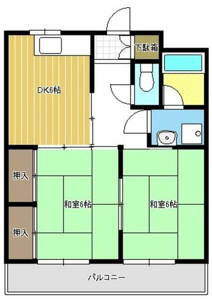 飯田第１コーポ 202｜愛知県名古屋市港区明正２丁目(賃貸アパート2DK・2階・45.36㎡)の写真 その2