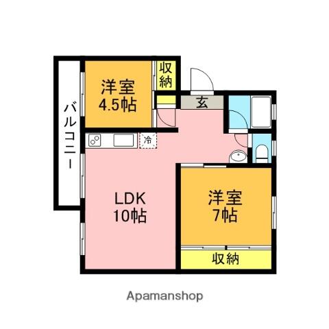 クレアールライフ文字山｜福岡県田川市大字弓削田(賃貸マンション2LDK・3階・54.13㎡)の写真 その2