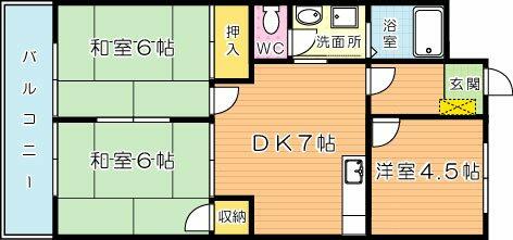 シャトレ吉野町 603｜福岡県北九州市小倉北区吉野町(賃貸マンション3DK・6階・54.00㎡)の写真 その2