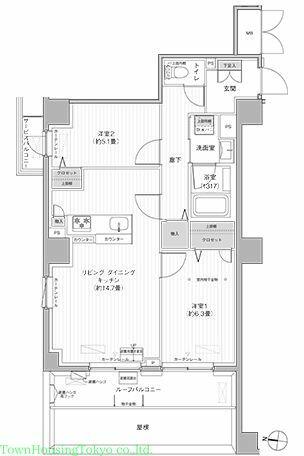 東京都目黒区柿の木坂１丁目(賃貸マンション2LDK・2階・61.59㎡)の写真 その2