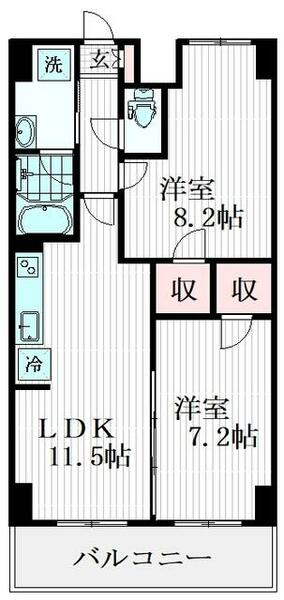 千葉ポートイースト｜千葉県千葉市中央区新宿１丁目(賃貸マンション2LDK・8階・60.56㎡)の写真 その2