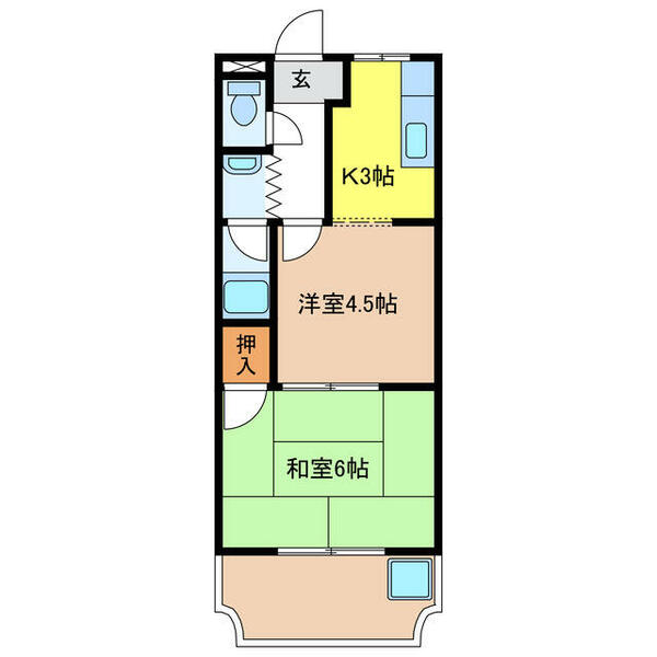 シャンブルクレールＵ　Ⅲ 205｜岐阜県岐阜市須賀３丁目(賃貸アパート2K・2階・29.70㎡)の写真 その2