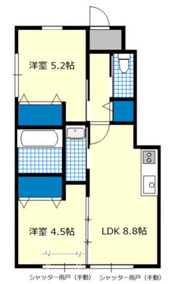 クレ　ドゥ　ソル帯山 103｜熊本県熊本市東区帯山１丁目(賃貸アパート2LDK・1階・45.69㎡)の写真 その2