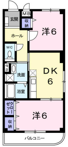 バージンブリッジ｜兵庫県神戸市西区北別府５丁目(賃貸マンション2DK・3階・43.61㎡)の写真 その2