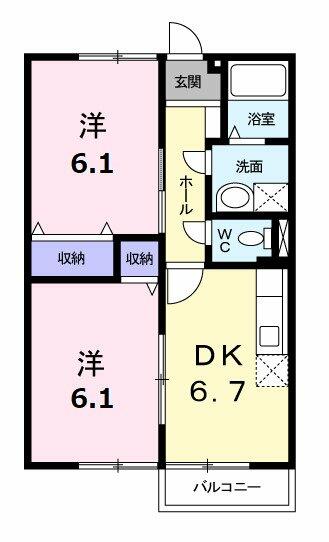 Ｂ．Ｂｒｉｄｇｅ　Ⅱ棟 202｜三重県松阪市桂瀬町(賃貸アパート2DK・2階・46.13㎡)の写真 その2