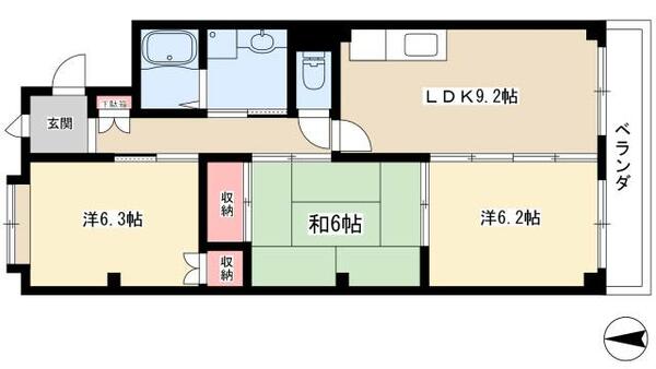 レジデンス井の森 401｜愛知県名古屋市天白区井の森町(賃貸マンション3LDK・4階・62.37㎡)の写真 その2