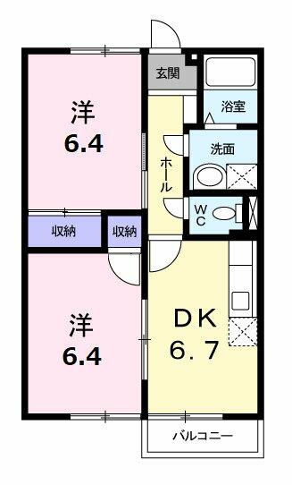 Ｂ．Ｂｒｉｄｇｅ　Ⅱ棟 103｜三重県松阪市桂瀬町(賃貸アパート2DK・1階・47.23㎡)の写真 その2