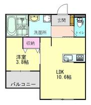 カサベルデＦ 206 ｜ 兵庫県加古郡播磨町宮西１丁目（賃貸アパート1LDK・2階・36.54㎡） その2