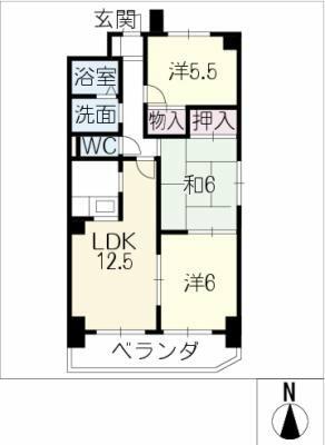 セントヒルダス｜岐阜県岐阜市今嶺１丁目(賃貸マンション3LDK・1階・65.43㎡)の写真 その2