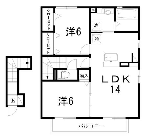 エトワールⅡ 202｜高知県高知市万々(賃貸アパート2LDK・2階・64.90㎡)の写真 その2
