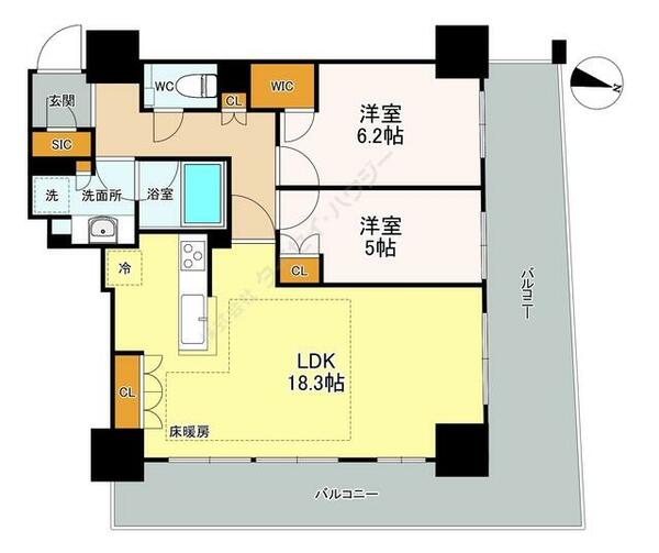 エクセレントザタワー 0413｜千葉県千葉市中央区中央２丁目(賃貸マンション2LDK・4階・70.05㎡)の写真 その2