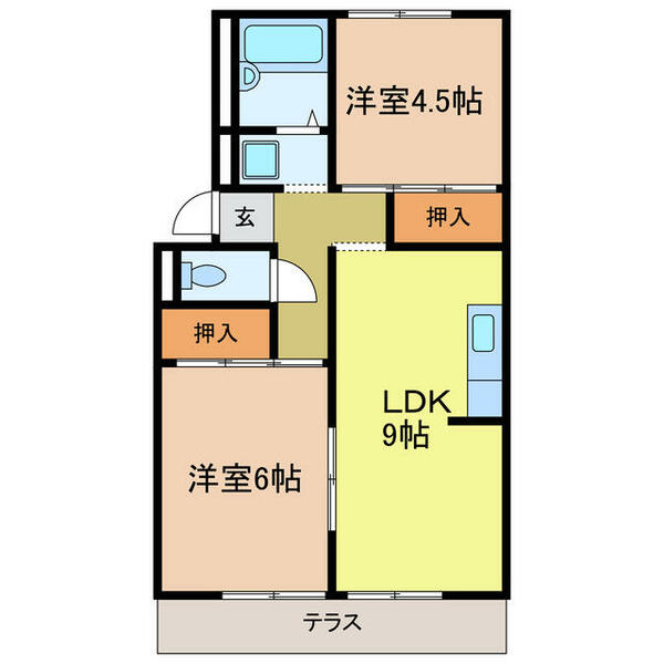 メロディーハイツ樫山 103｜大阪府大阪狭山市池尻自由丘３丁目(賃貸アパート2LDK・1階・47.00㎡)の写真 その2