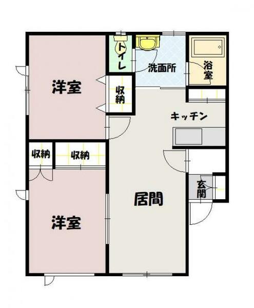 リーブライツＡ 201｜北海道旭川市六条通２３丁目(賃貸アパート2LDK・2階・52.16㎡)の写真 その2